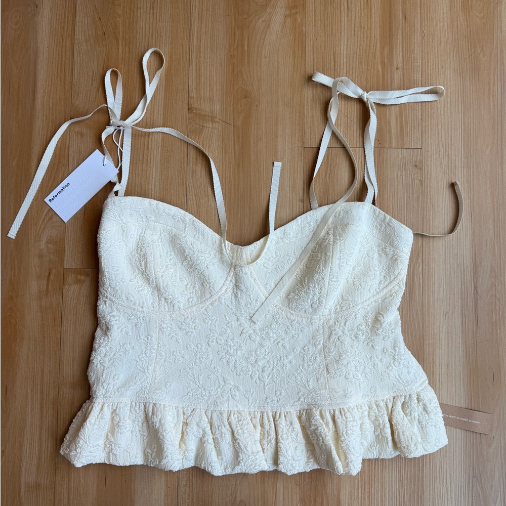 Reformation Pallas Top Bustier Peplum Blouse